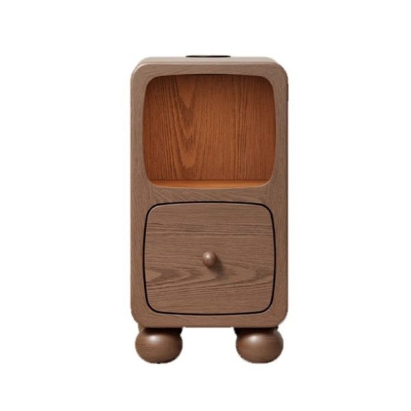 Modern Luxury Square Rubberwood Multi-Panel Nightstand 1-Drawer For Bedroom - Image 29