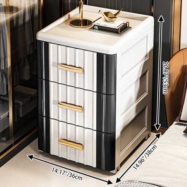 Contemporary Scandinavian Rectangular Tabletop Plastic Nightstand 3-Drawer For Bedroom - Image 4
