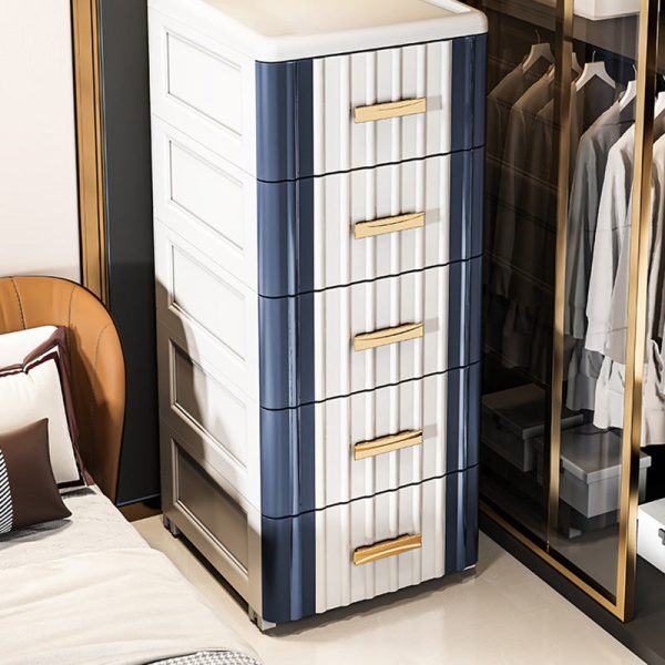 Contemporary Scandinavian Rectangular Tabletop Plastic Nightstand 3-Drawer For Bedroom - Image 15
