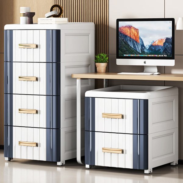 Contemporary Scandinavian Rectangular Tabletop Plastic Nightstand 3-Drawer For Bedroom - Image 16