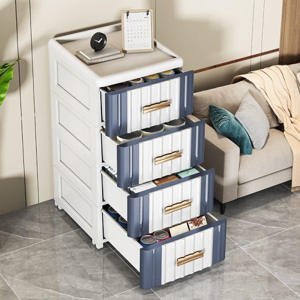 Contemporary Scandinavian Rectangular Tabletop Plastic Nightstand 3-Drawer For Bedroom - Image 18