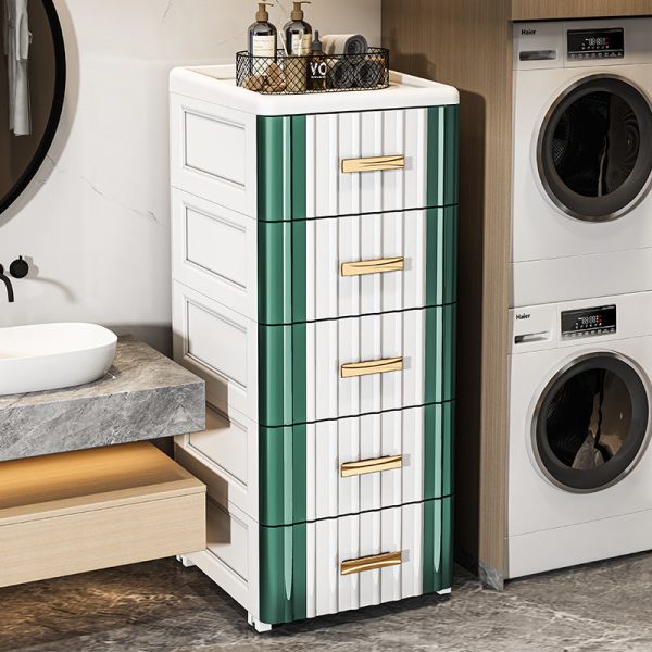 Contemporary Scandinavian Rectangular Tabletop Plastic Nightstand 3-Drawer For Bedroom - Image 20
