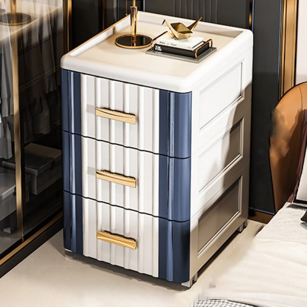 Contemporary Scandinavian Rectangular Tabletop Plastic Nightstand 3-Drawer For Bedroom - Image 3