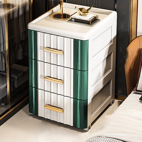 Contemporary Scandinavian Rectangular Tabletop Plastic Nightstand 3-Drawer For Bedroom - Image 10