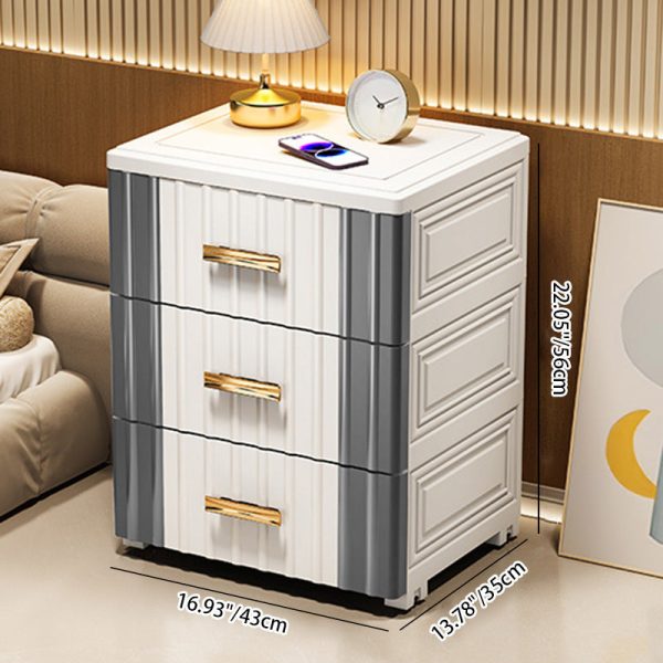 Contemporary Scandinavian Rectangular Tabletop Plastic Nightstand 3-Drawer For Bedroom - Image 5
