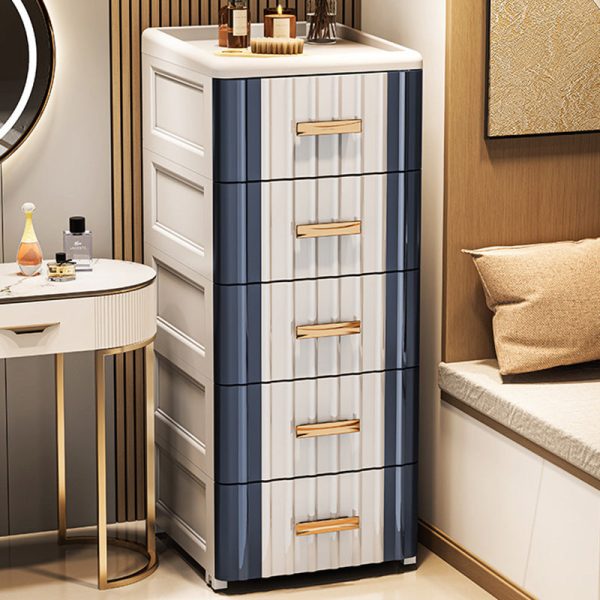 Contemporary Scandinavian Rectangular Tabletop Plastic Nightstand 3-Drawer For Bedroom - Image 13