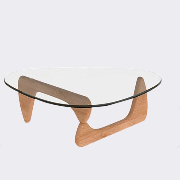 Modern Minimalist Oval Solid Wood Glass Coffee Table 3-Leg For Living Room - Image 10