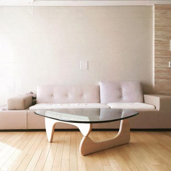 Modern Minimalist Oval Solid Wood Glass Coffee Table 3-Leg For Living Room - Image 5