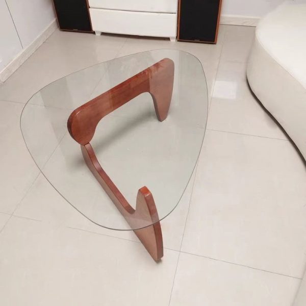 Modern Minimalist Oval Solid Wood Glass Coffee Table 3-Leg For Living Room - Image 9