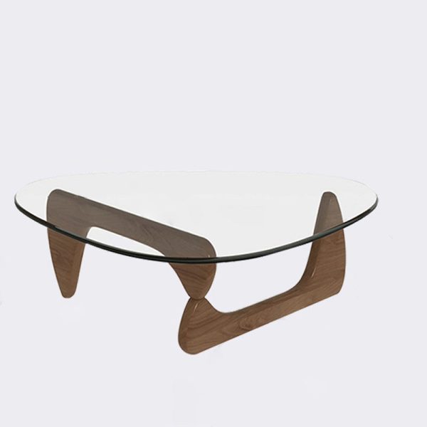 Modern Minimalist Oval Solid Wood Glass Coffee Table 3-Leg For Living Room - Image 11