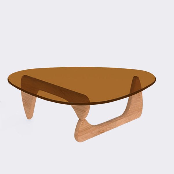 Modern Minimalist Oval Solid Wood Glass Coffee Table 3-Leg For Living Room - Image 13