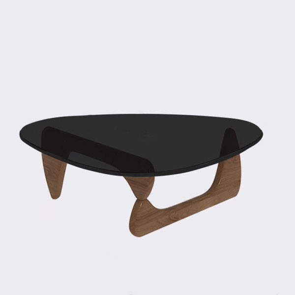 Modern Minimalist Oval Solid Wood Glass Coffee Table 3-Leg For Living Room - Image 17