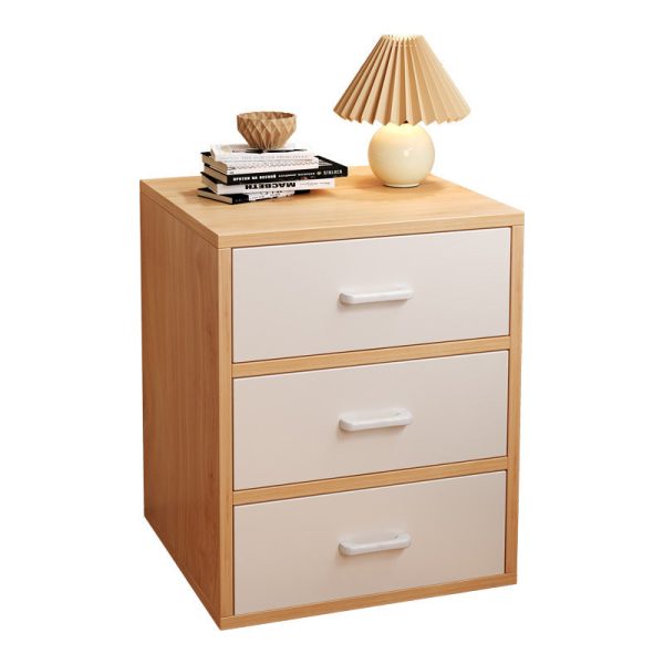 Modern Minimalist Rectangular Solid Wood Panel Nightstand 3-Drawer For Bedroom - Image 7