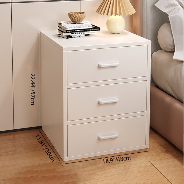 Modern Minimalist Rectangular Solid Wood Panel Nightstand 3-Drawer For Bedroom - Image 4