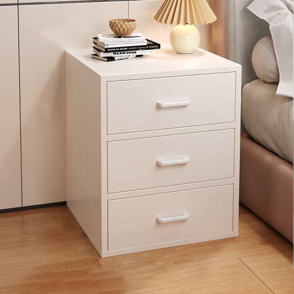 Modern Minimalist Rectangular Solid Wood Panel Nightstand 3-Drawer For Bedroom - Image 2