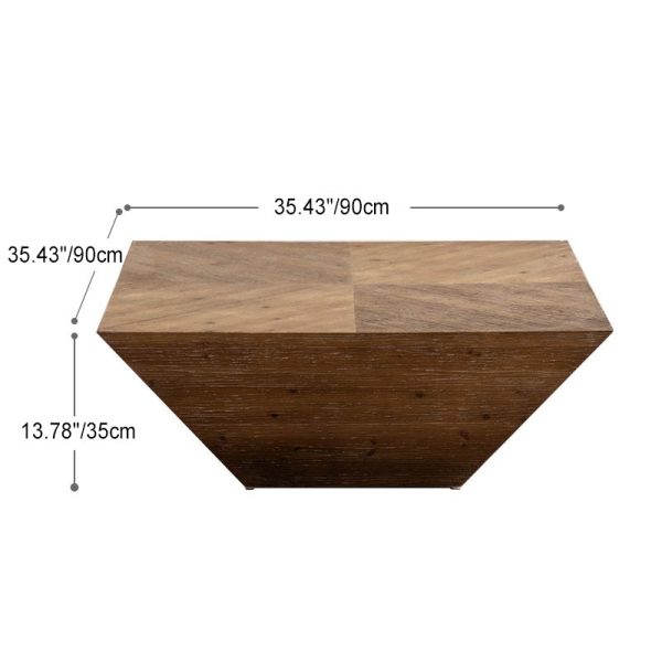 Traditional Vintage Square Tabletop Cedarwood Coffee Table For Living Room - Image 4