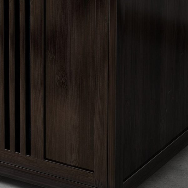 Traditional Chinese Rectangle Bamboo Coffee Table 3-Cabinet For Living Room - Image 9