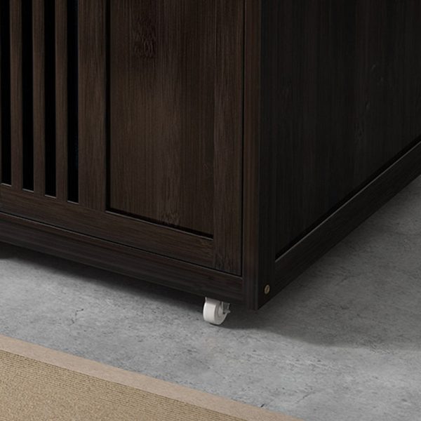 Traditional Chinese Rectangle Bamboo Coffee Table 3-Cabinet For Living Room - Image 8