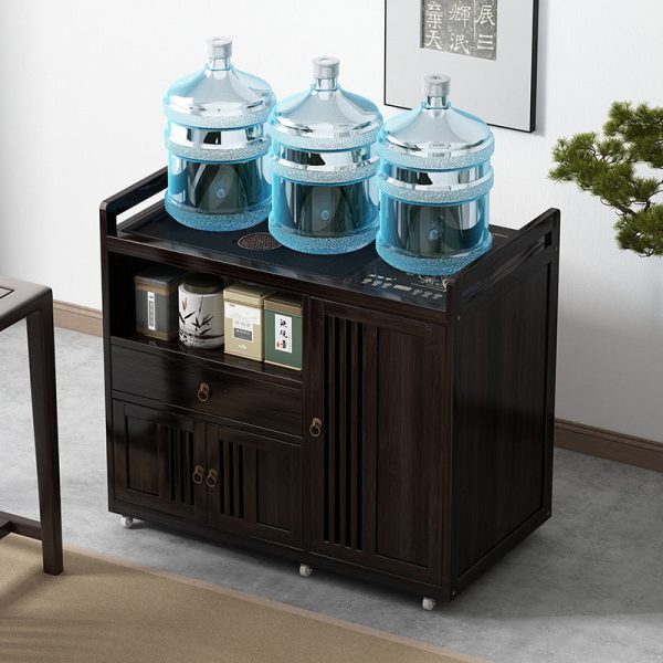 Traditional Chinese Rectangle Bamboo Coffee Table 3-Cabinet For Living Room - Image 3