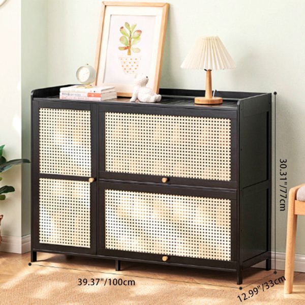 Modern Minimalist Rectangle Bamboo Plastic Glass Shoe Storage 3-Cabinet For Entryways - Image 4