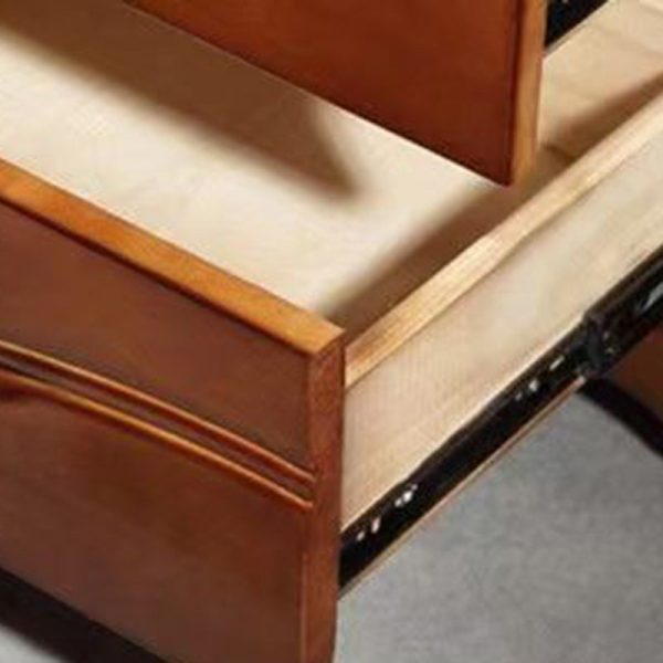 Modern Minimalist Square Solid Wood Slab Nightstand 2-Drawer For Bedroom - Image 9