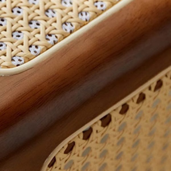 Traditional Vintage Square Rubberwood Rattan Side Table For Living Room - Image 5