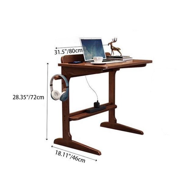 Modern Minimalist Rectangle Solid Wood Desk 2-Leg For Home Office - Image 4