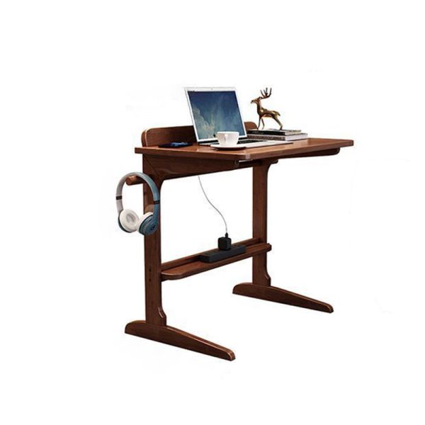 Modern Minimalist Rectangle Solid Wood Desk 2-Leg For Home Office - Image 17