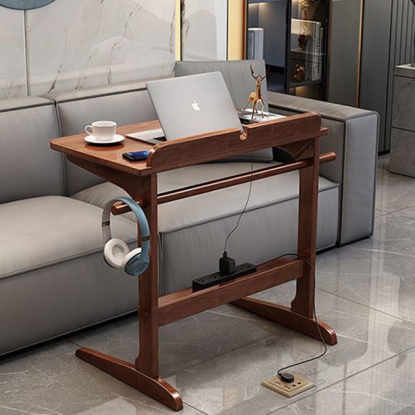 Modern Minimalist Rectangle Solid Wood Desk 2-Leg For Home Office - Image 13
