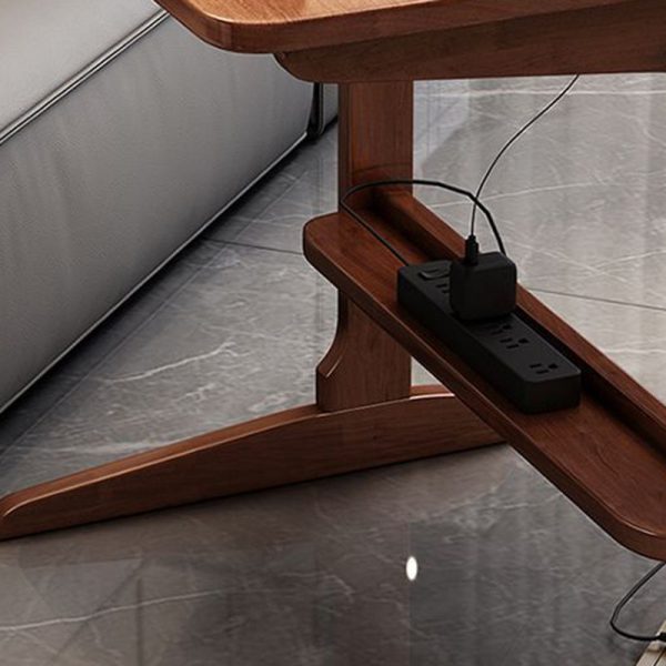 Modern Minimalist Rectangle Solid Wood Desk 2-Leg For Home Office - Image 7