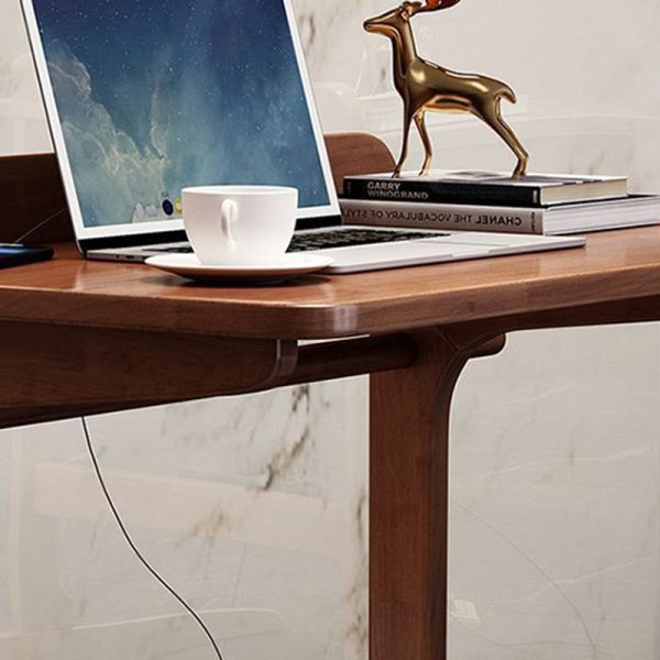 Modern Minimalist Rectangle Solid Wood Desk 2-Leg For Home Office - Image 9