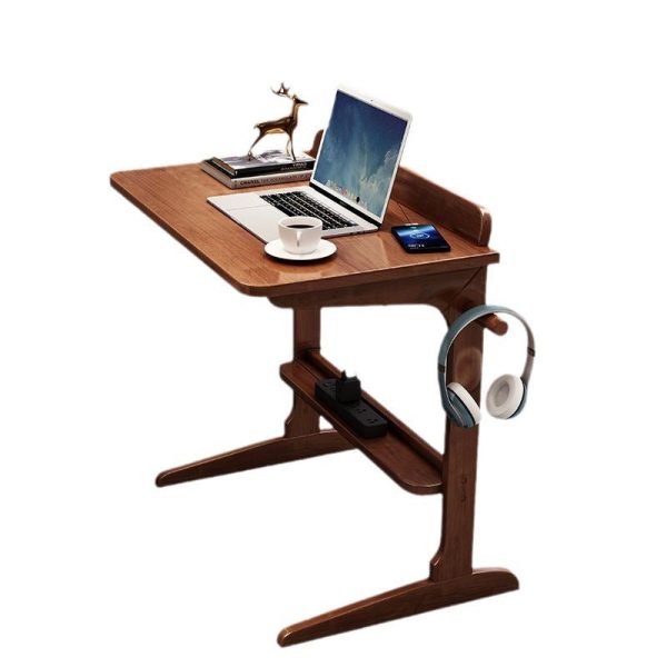 Modern Minimalist Rectangle Solid Wood Desk 2-Leg For Home Office - Image 18