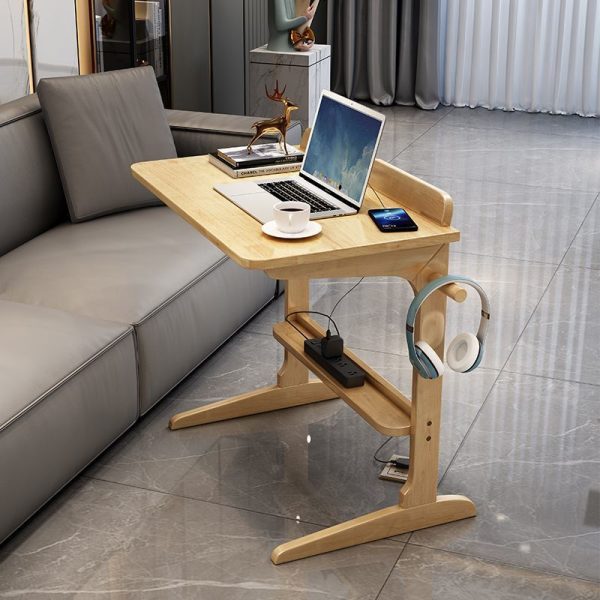 Modern Minimalist Rectangle Solid Wood Desk 2-Leg For Home Office - Image 2