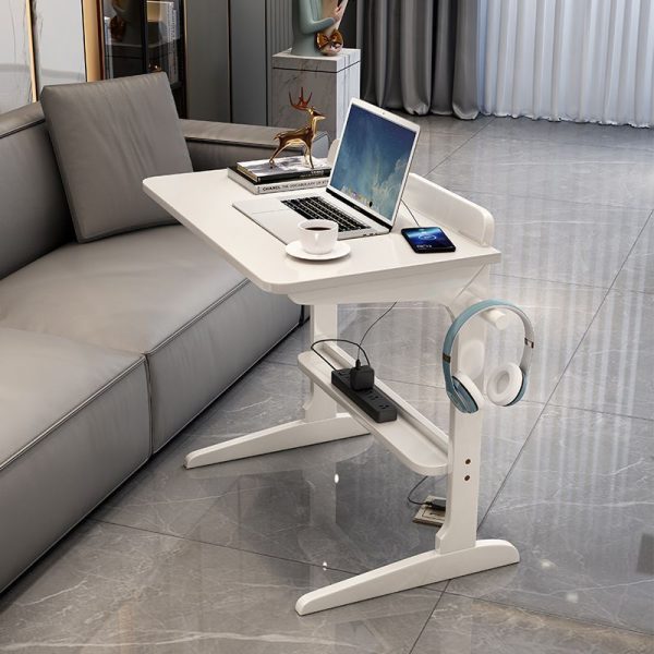 Modern Minimalist Rectangle Solid Wood Desk 2-Leg For Home Office - Image 3
