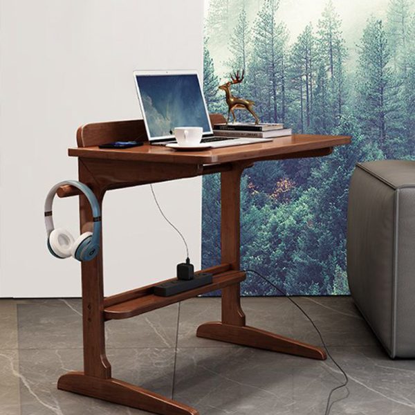 Modern Minimalist Rectangle Solid Wood Desk 2-Leg For Home Office - Image 12