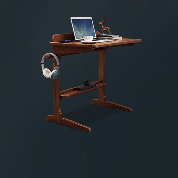 Modern Minimalist Rectangle Solid Wood Desk 2-Leg For Home Office - Image 16