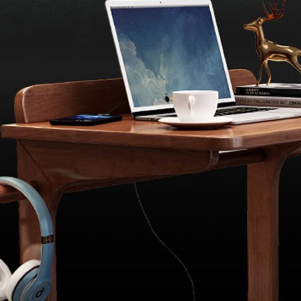 Modern Minimalist Rectangle Solid Wood Desk 2-Leg For Home Office - Image 6