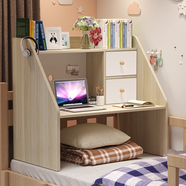 Modern Minimalist Rectangle Solid Wood Desk 1-Shelf For Home Office - Image 2