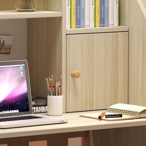 Modern Minimalist Rectangle Solid Wood Desk 1-Shelf For Home Office - Image 5