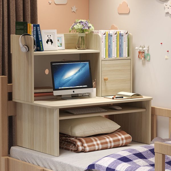 Modern Minimalist Rectangle Solid Wood Desk 1-Shelf For Home Office - Image 9