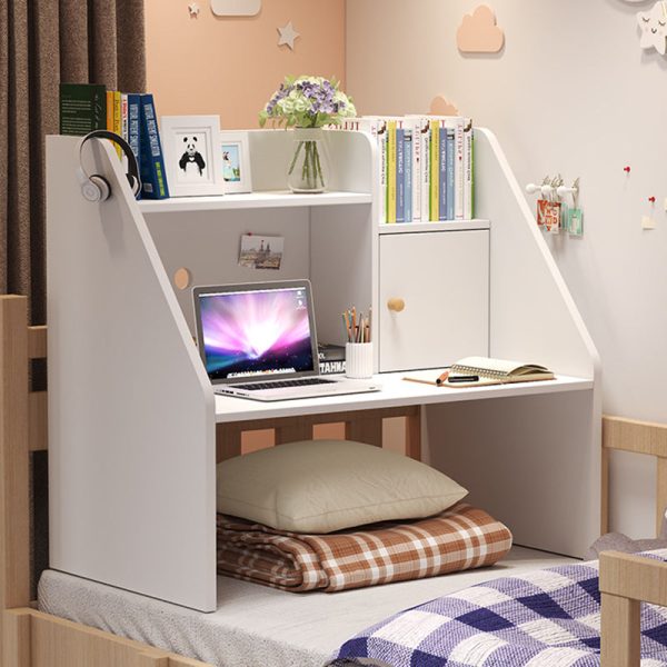 Modern Minimalist Rectangle Solid Wood Desk 1-Shelf For Home Office - Image 14