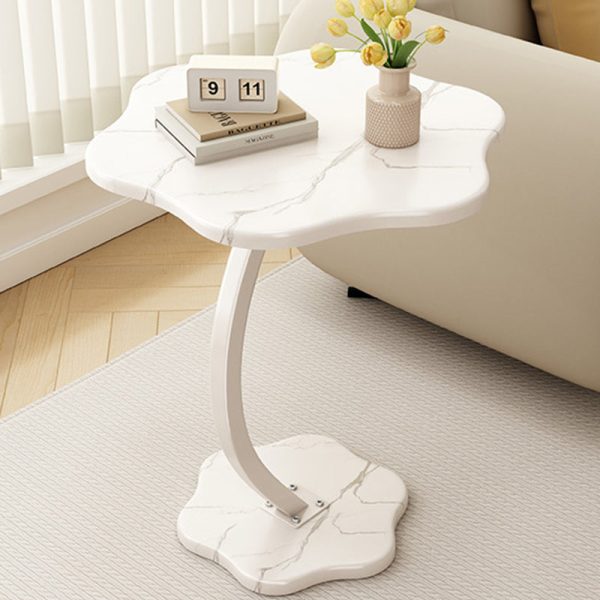 Modern Minimalist Hexagonal Plate Carbon Steel Side Table 1-Leg For Living Room - Image 2