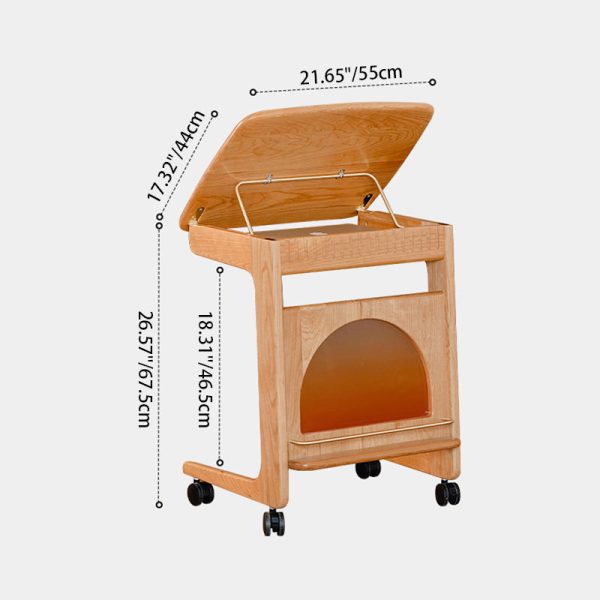 Modern Minimalist Square Cherry Wood Side Table 1-Shelf For Living Room - Image 4