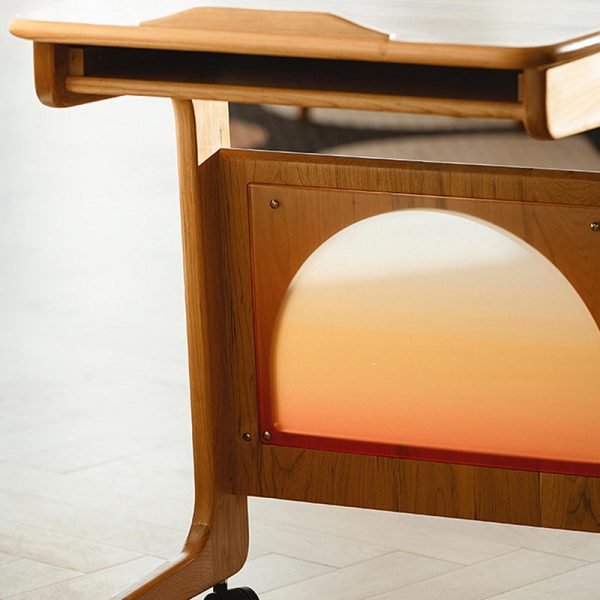 Modern Minimalist Square Cherry Wood Side Table 1-Shelf For Living Room - Image 5