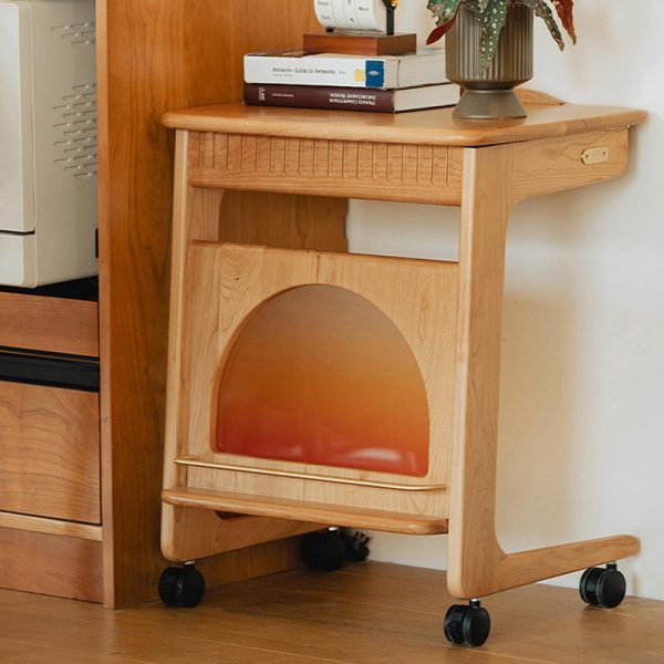 Modern Minimalist Square Cherry Wood Side Table 1-Shelf For Living Room - Image 24