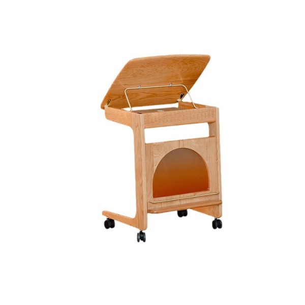 Modern Minimalist Square Cherry Wood Side Table 1-Shelf For Living Room - Image 33