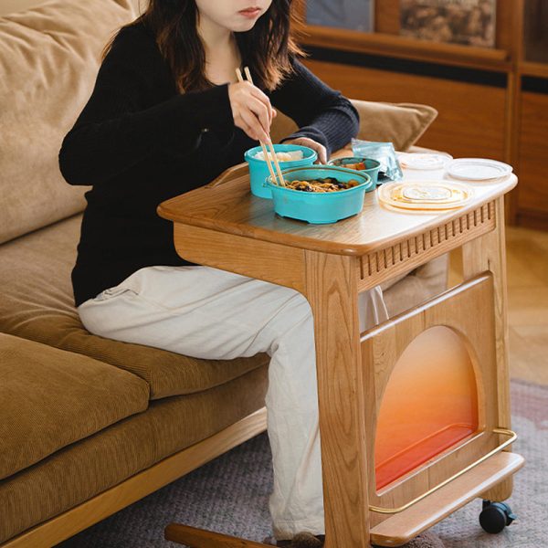 Modern Minimalist Square Cherry Wood Side Table 1-Shelf For Living Room - Image 3