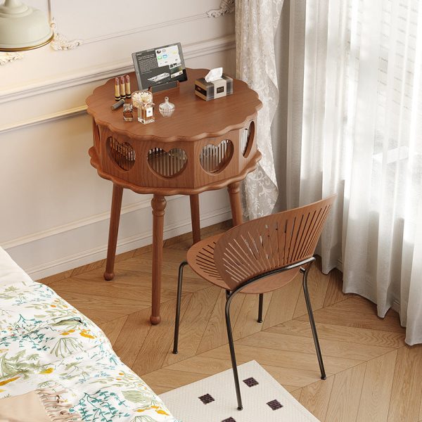 Traditional Vintage Flower Round Solid Wood Glass Makeup Vanity 1-Storage For Bedroom - Image 2