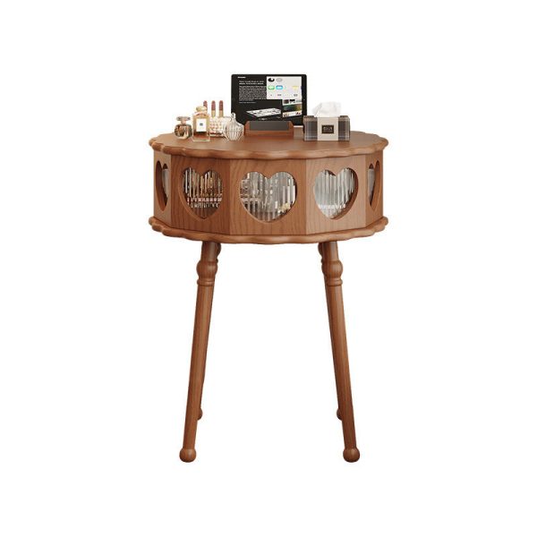 Traditional Vintage Flower Round Solid Wood Glass Makeup Vanity 1-Storage For Bedroom - Image 16
