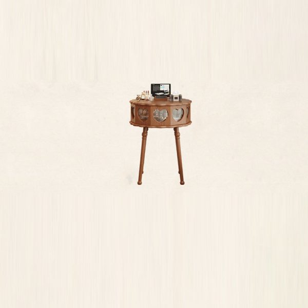 Traditional Vintage Flower Round Solid Wood Glass Makeup Vanity 1-Storage For Bedroom - Image 17